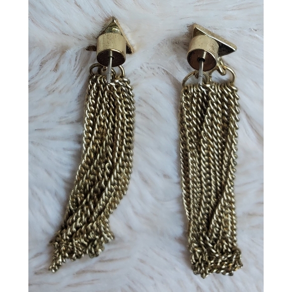 Gold chain dangle earrings - Picture 4 of 15